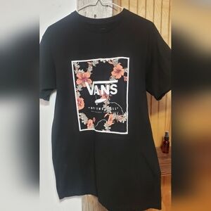 Vans New No Tag Women Med Long Black/floral Official Tshirt